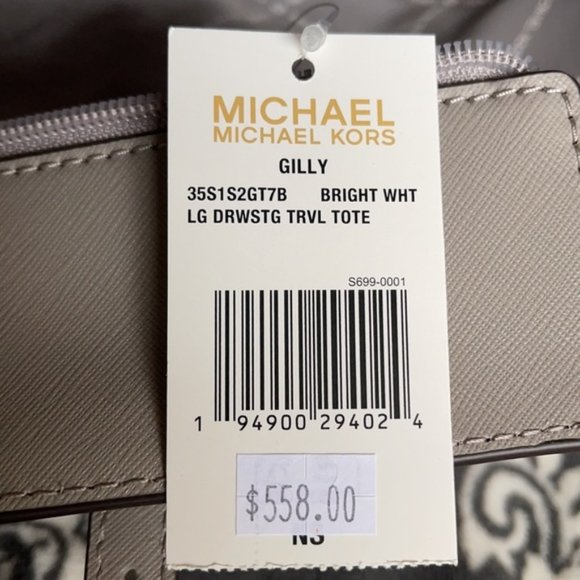 Michael Kors Gilly Large Drawstring Travel Tote Bag MK Bright White - Picture 16 of 16